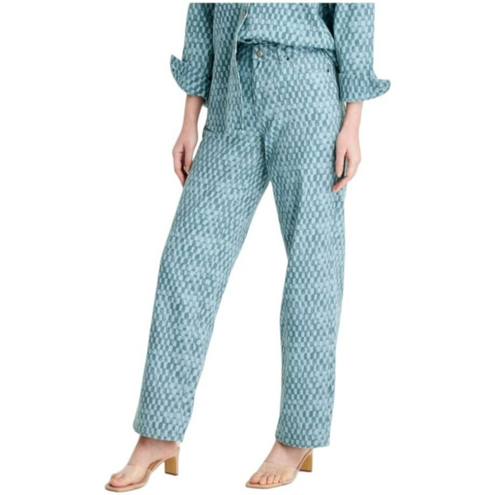 Women's Straight Leg Checkered Denim Pant | Future Collective | 20